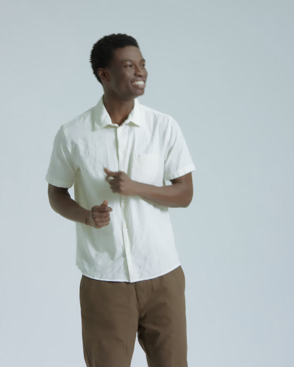 Textured Tonal Dobby Shirt White · Far Afield