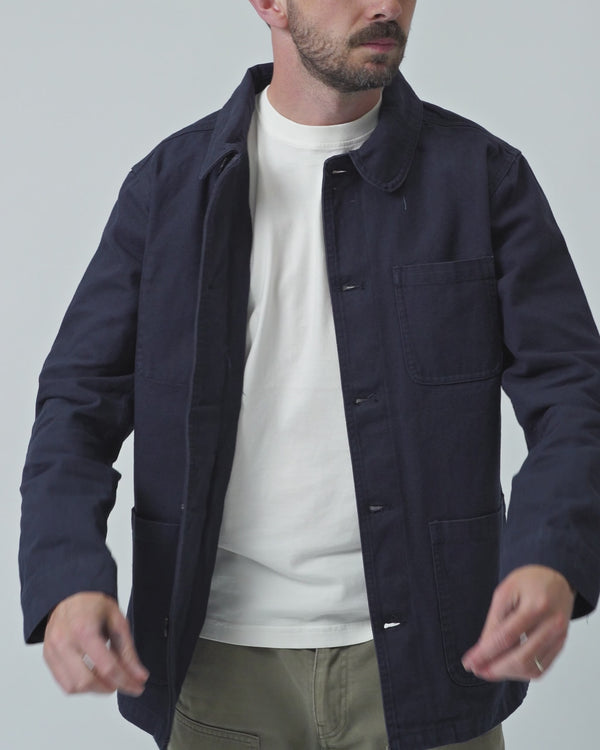 Station Chore Jacket -Navy #video-fit