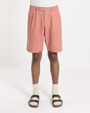 Knee-length Shorts · Double Pleated Short - Textured Weave Pink